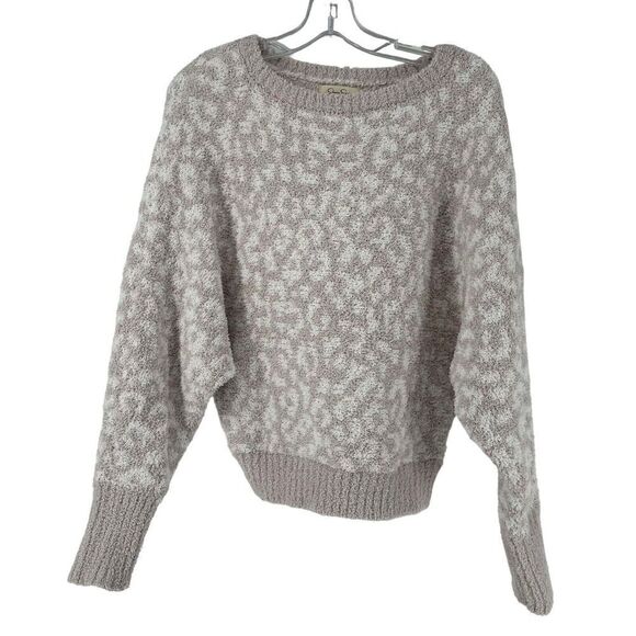 Jessica Simpson Sweater Cozy Soft Fuzzy Knit Pink Animal Print Dolman Sleeve M - Picture 1 of 9